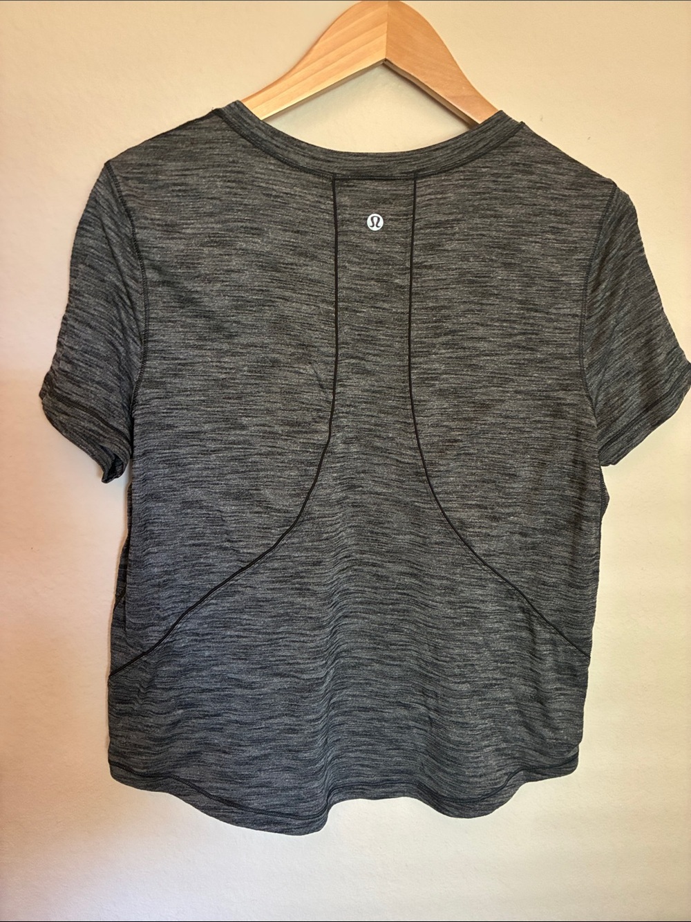 lululemon Long Distance Short Sleeve Shirt Heathered Black Space Dye
